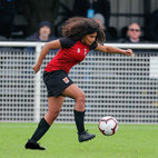 Football player kicking a football. Links to Women's football club page on Bristol SU Website